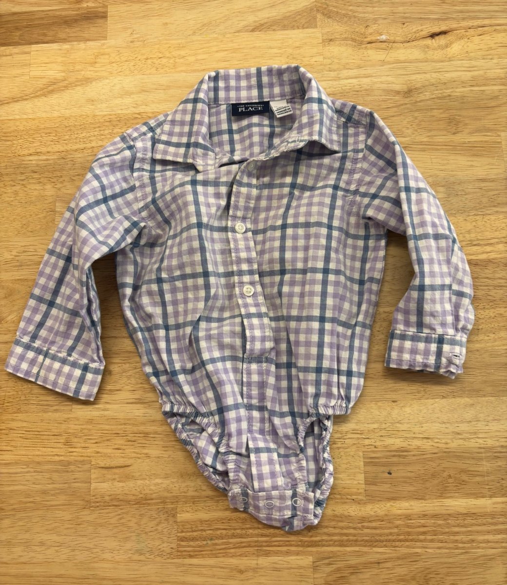 Children's Place 12 - 18M Gingham collared Bodysuit imperfect - Nest and Sprout - Consignment