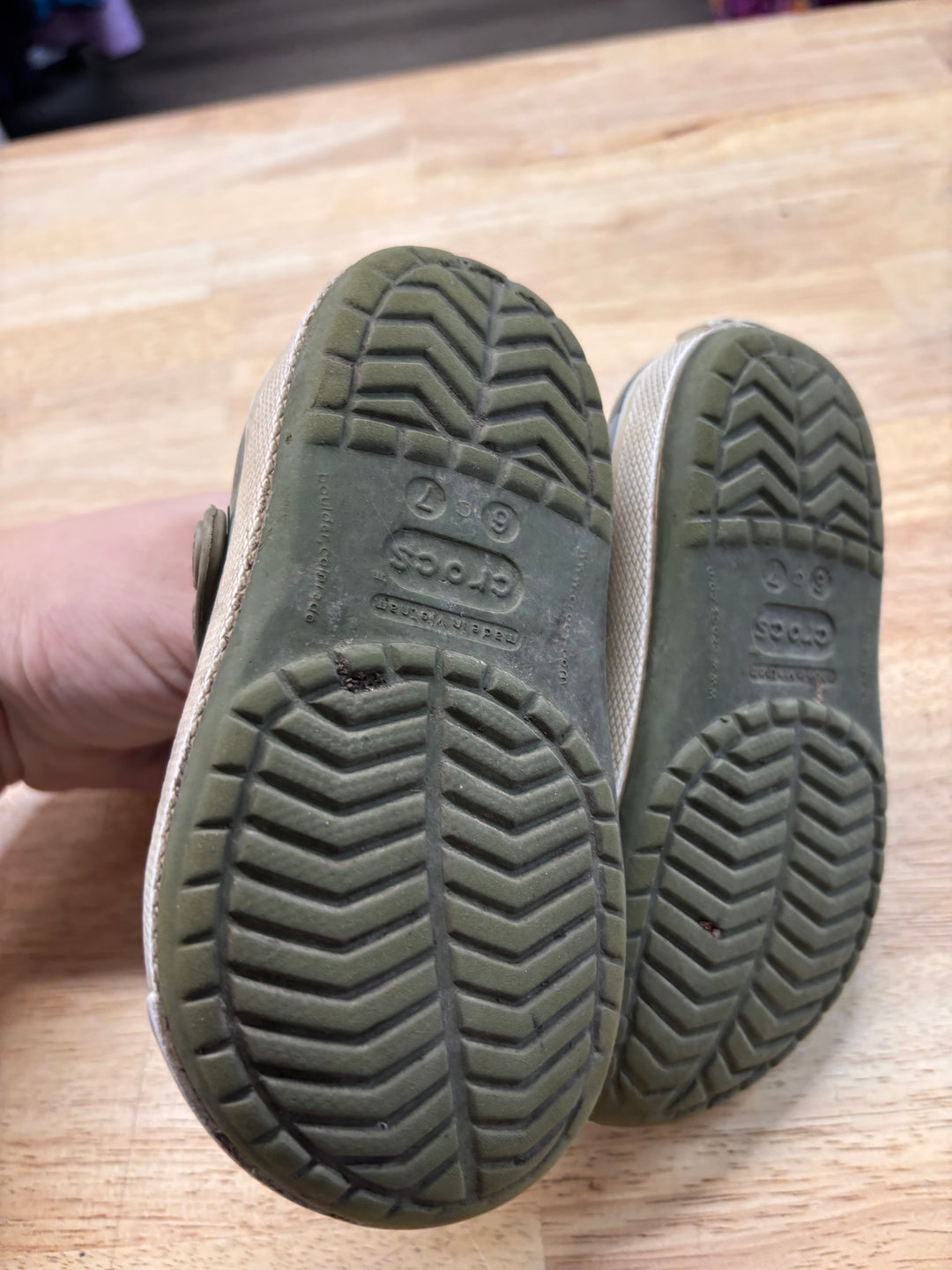Green Crocs – Size 6/7