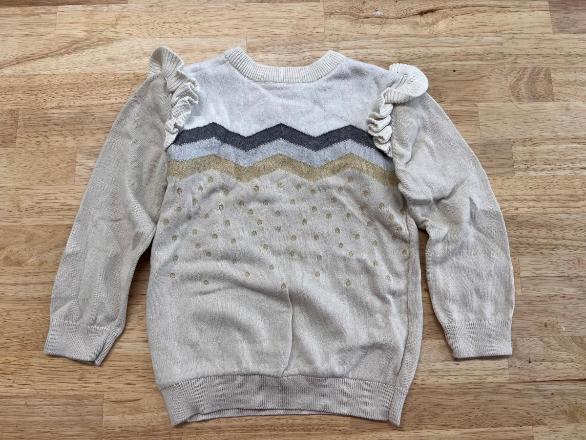 Andy & Evan 2T Chevron Knit Sweater with Gold Sparkle - Nest and Sprout - Consignment