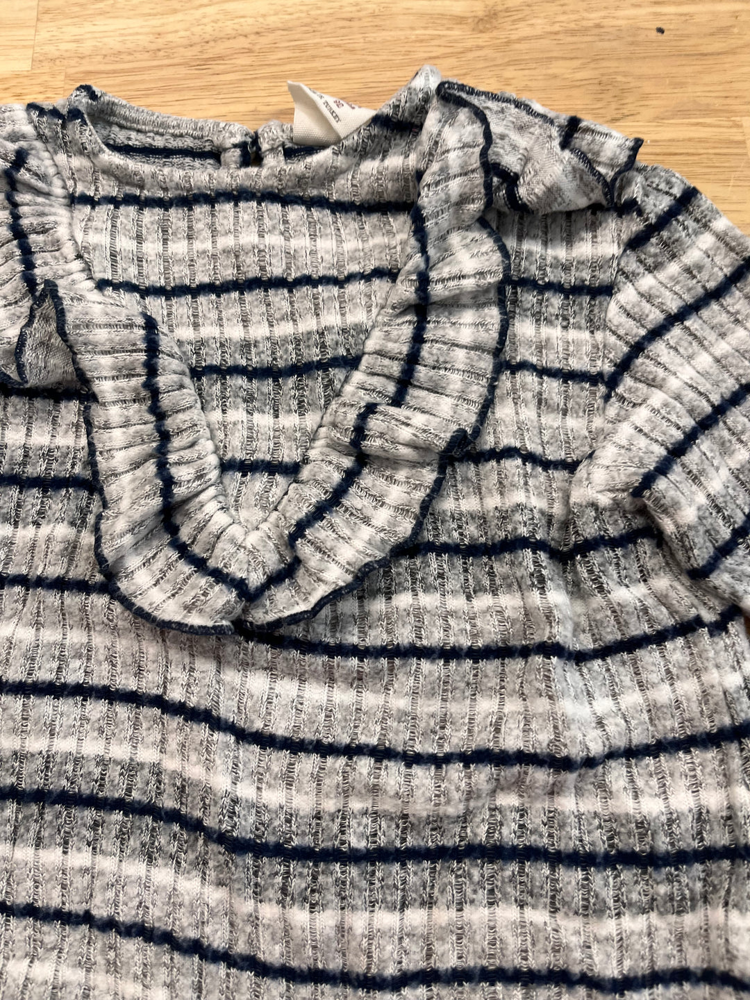 Zara 18-24M Ribbed Striped Sweater with Ruffle Collar