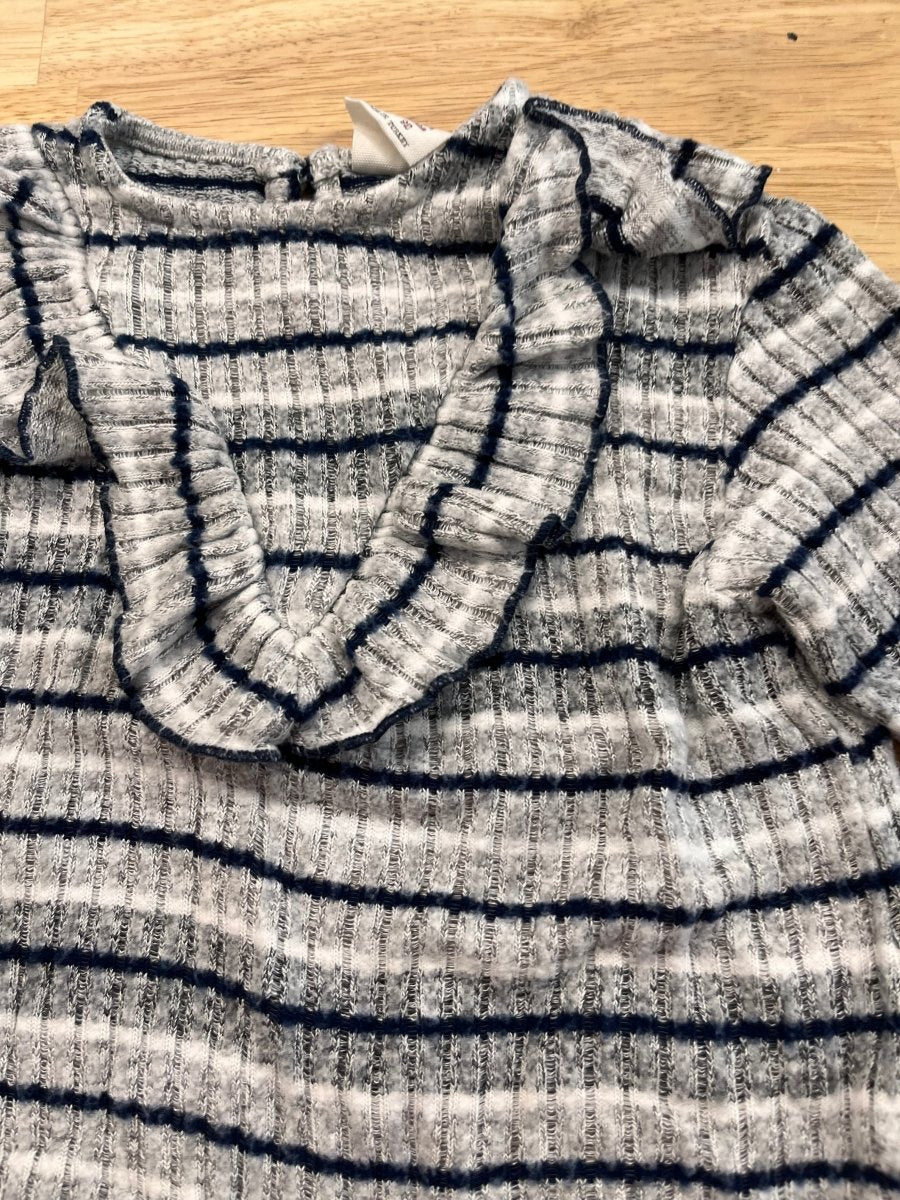 Zara 18 - 24M Ribbed Striped Sweater with Ruffle Collar - Nest and Sprout - Consignment