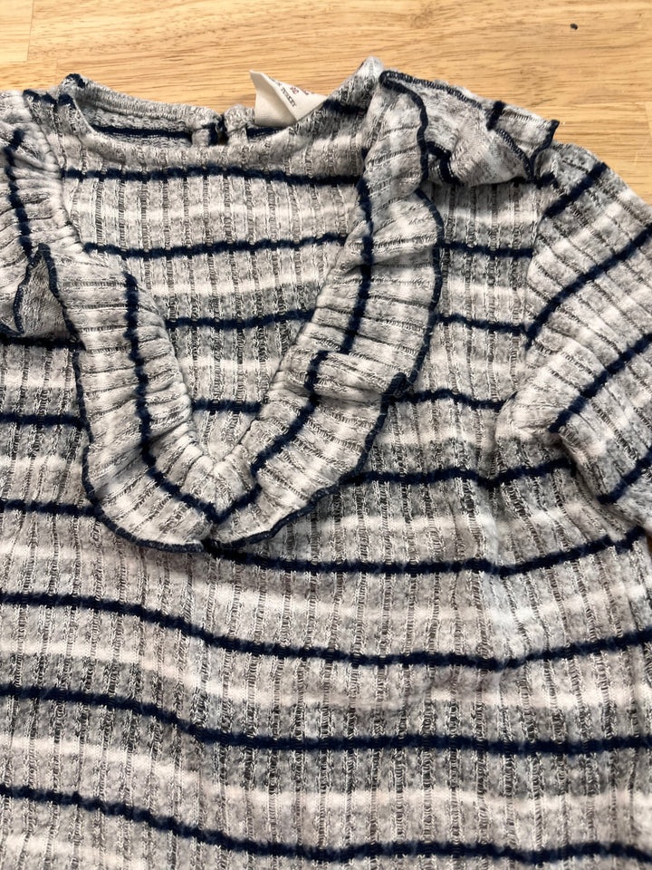 Zara 18-24M Ribbed Striped Sweater with Ruffle Collar