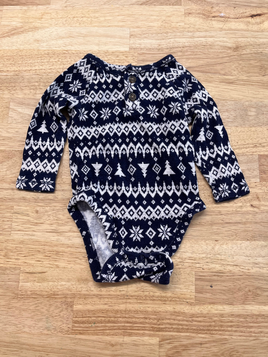 Old Navy 3-6M Waffle Poinsettia Print bodysuit