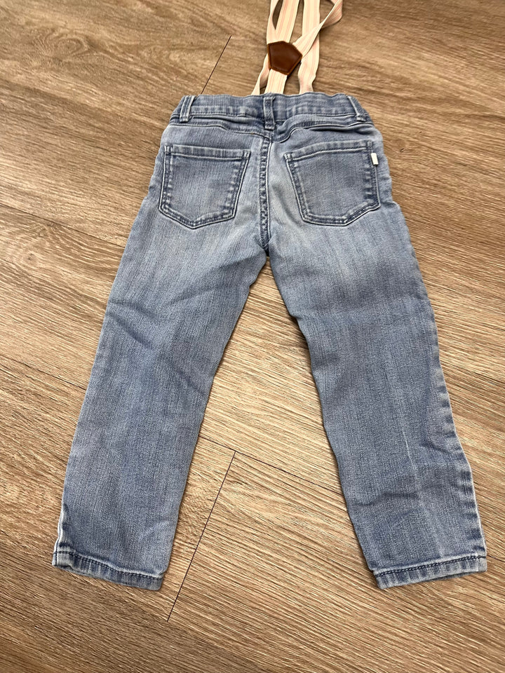 Baby B’gosh 3T Light Wash Denim with Pink Suspenders