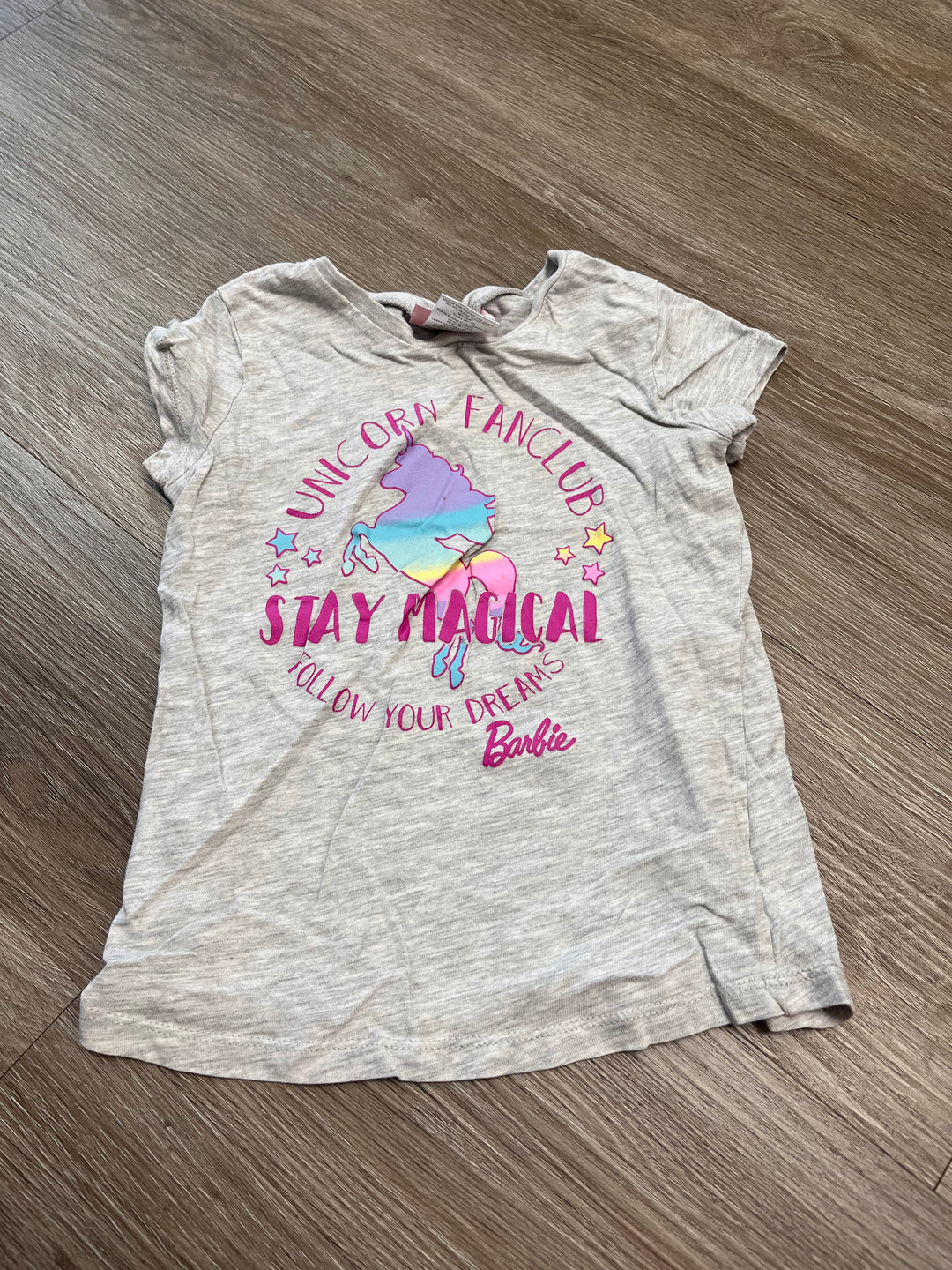 Barbie Unicorn Fan Club Shirt – Light Grey, Size 6