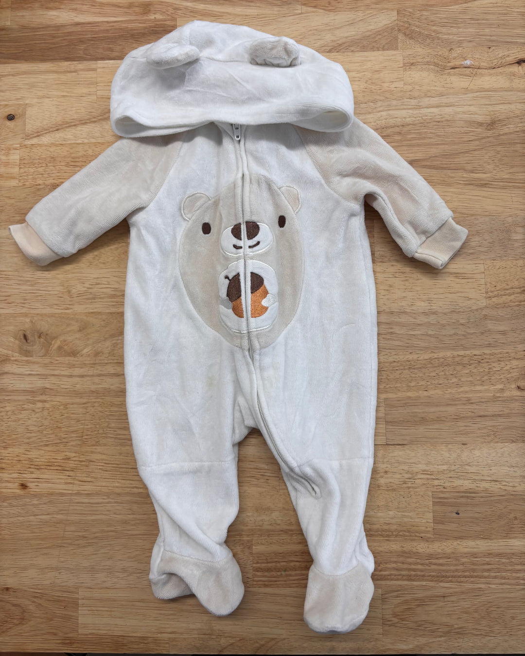 Joe Fresh 0–3M Fleece Suit - White Acorn Print