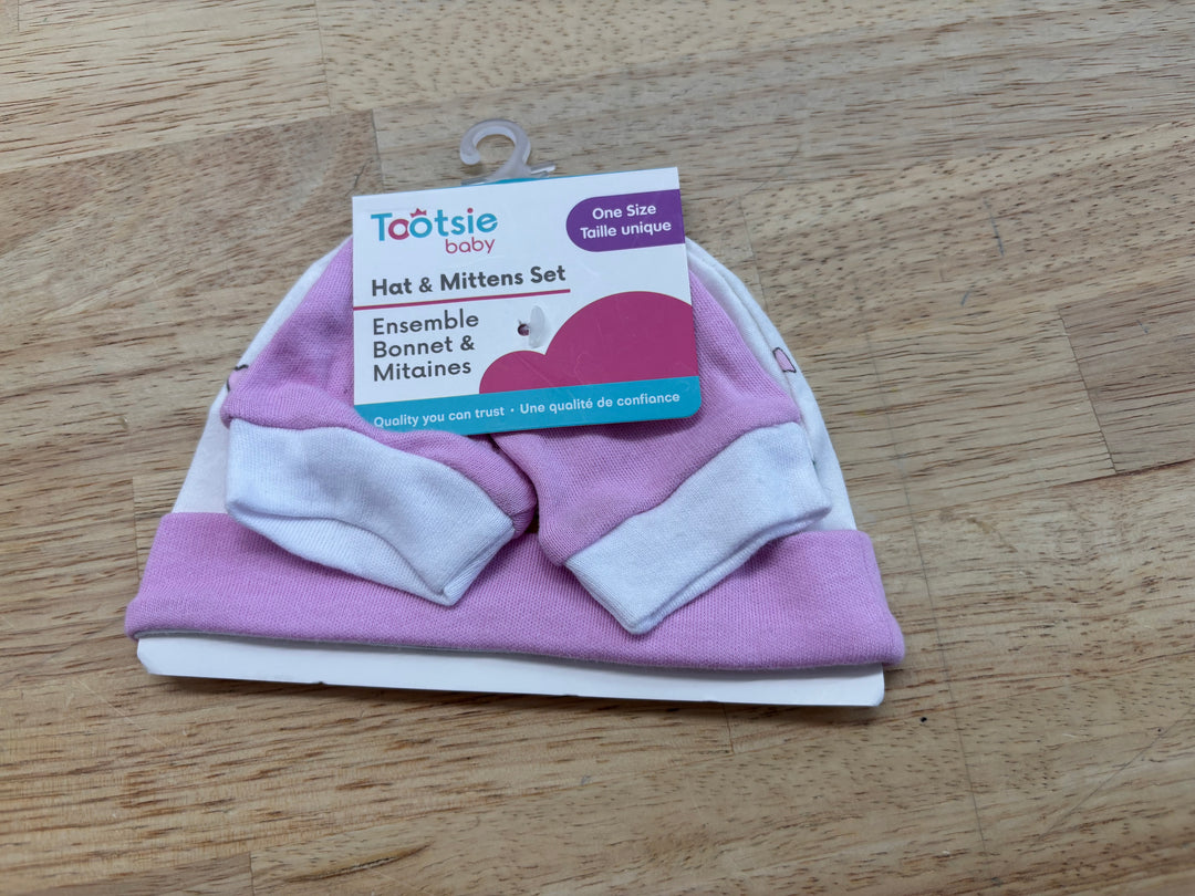 Tootsie Baby One Size Hat & Mittens Set NWT