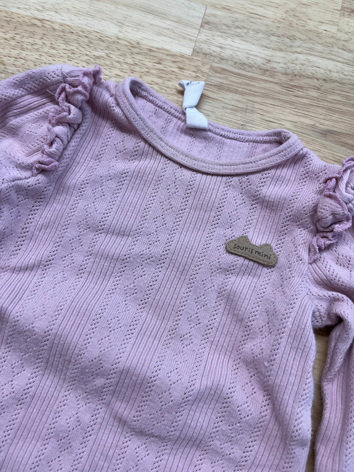 Souris Mini Bodysuit – Light Pink, Pointelle, Staining on Collar