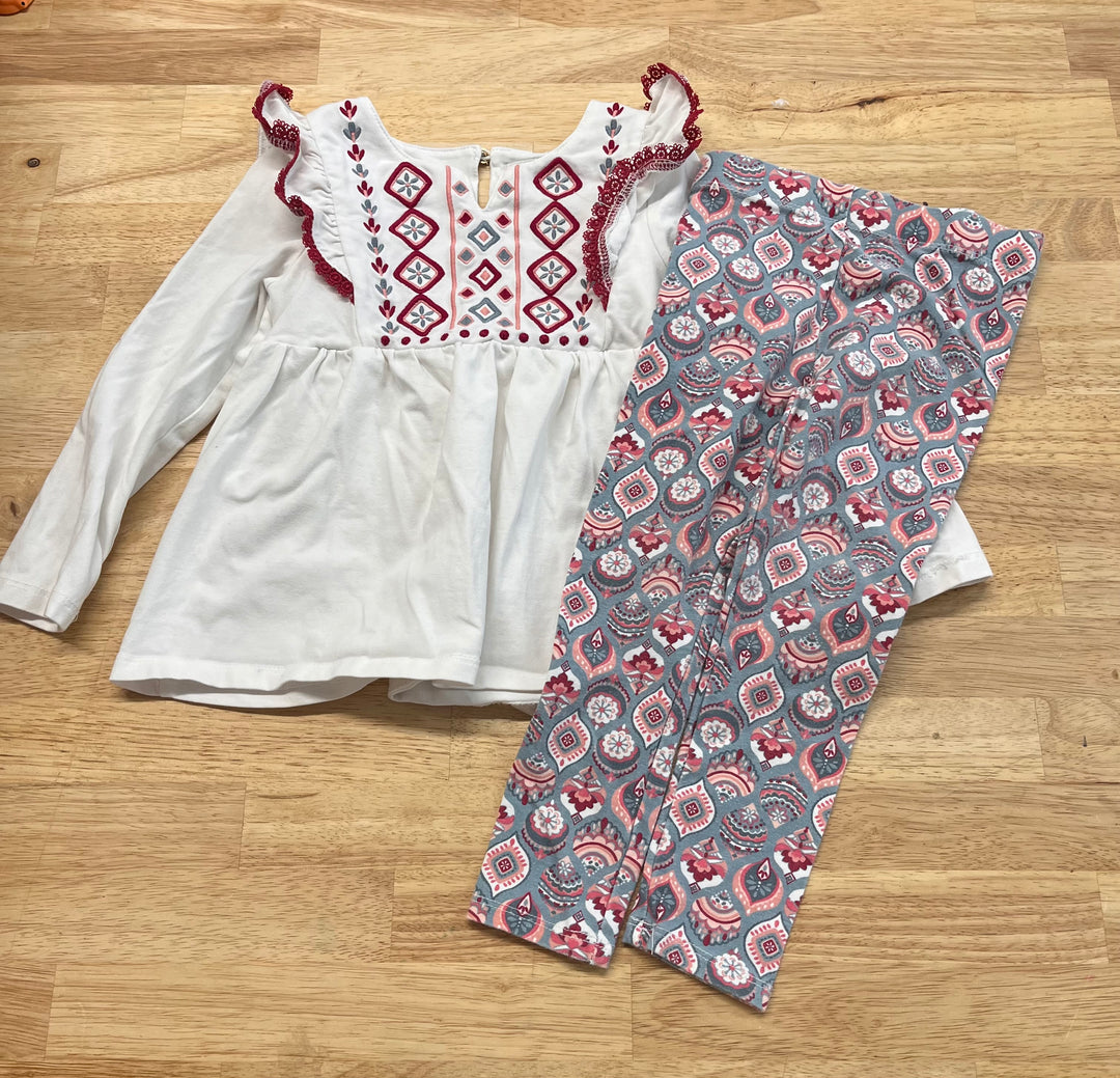 Rachel Zoe 24M Two-Piece Set – Cream Top & Burgundy Leggings