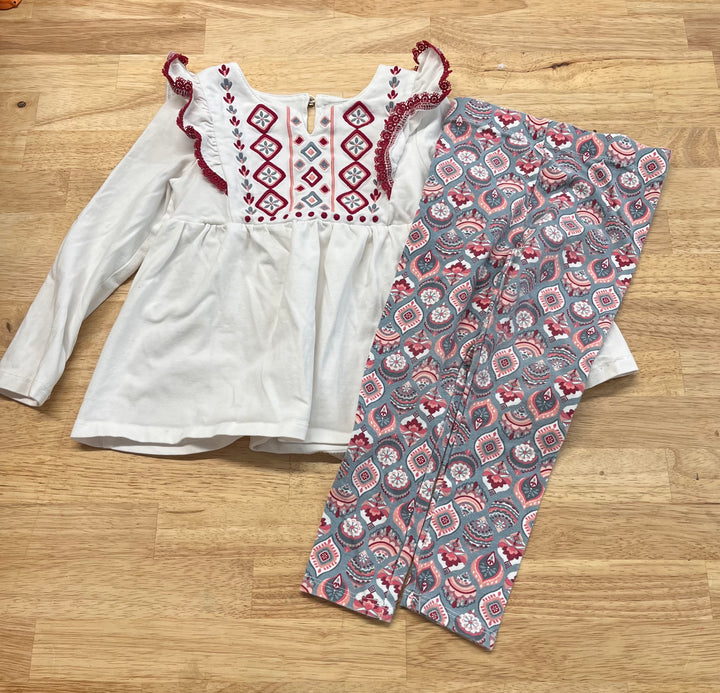 Rachel Zoe 24M Two-Piece Set – Cream Top & Burgundy Leggings