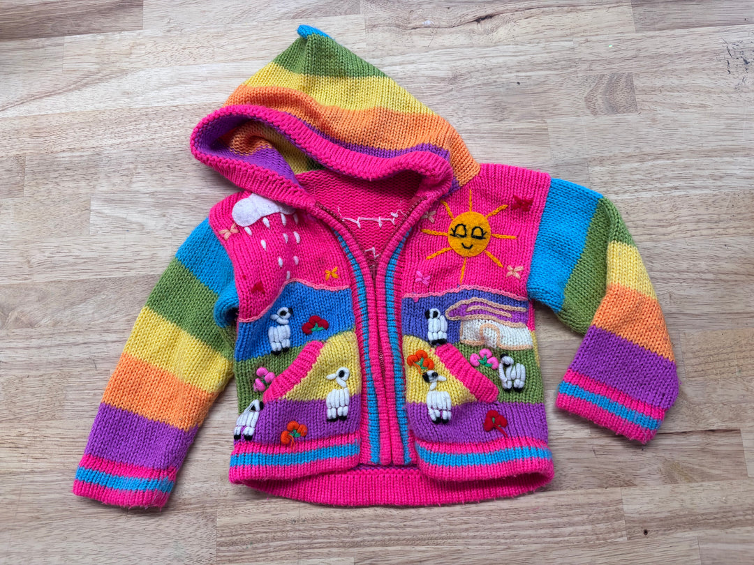 Rainbow Llama Knit Sweater 12m est