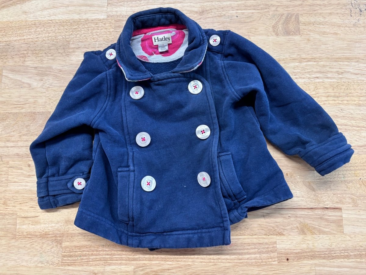 Hatley Blue Peacoat with Pearl Buttons 3Y - Nest and Sprout - Consignment
