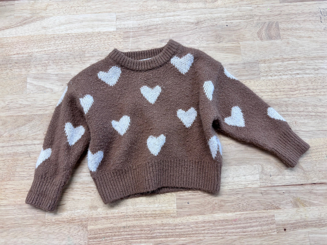 Rylee + Cru Knit Sweater Brown/White hearts 6–12M