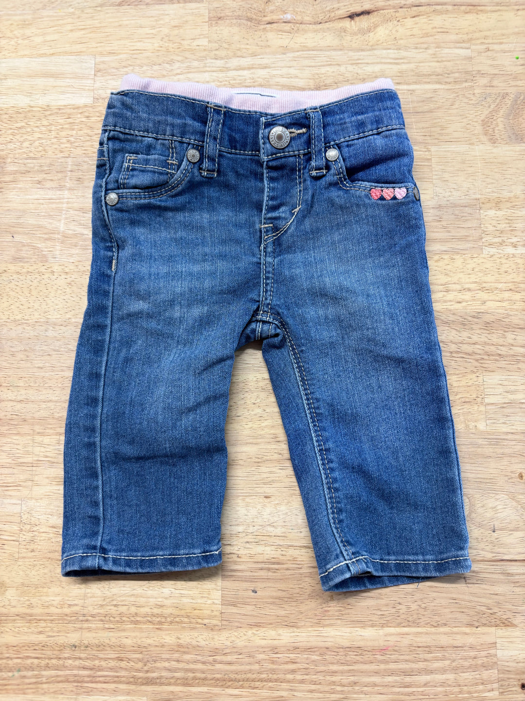 Levi’s Denim Jeans 3–6M with Embroidered Hearts