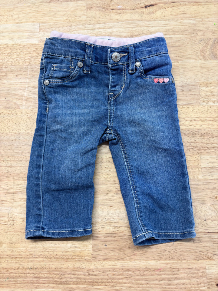 Levi’s Denim Jeans 3–6M with Embroidered Hearts
