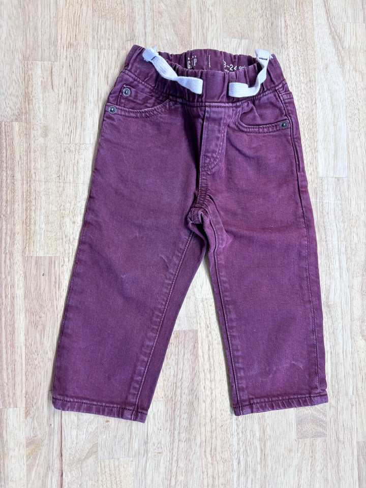 Gap Burgundy Drawstring Elastic Jeans 18–24M