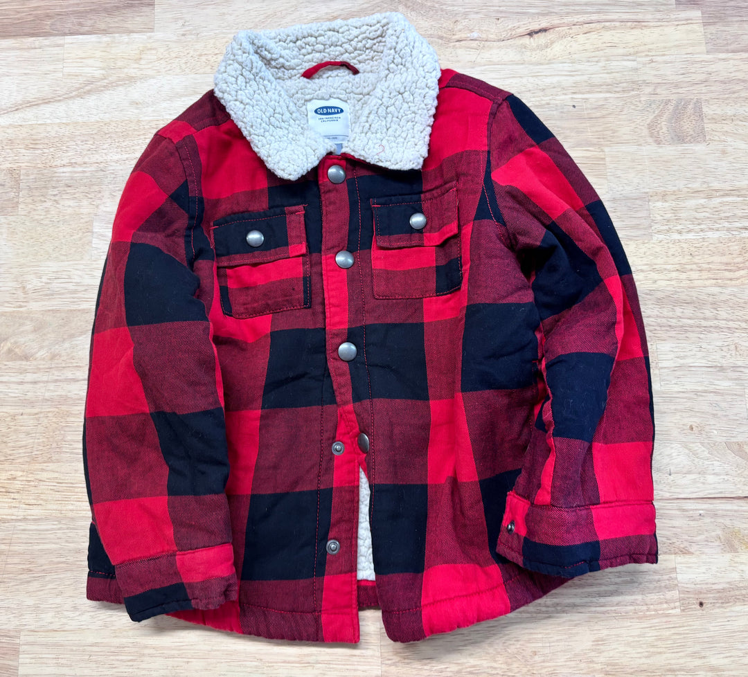 Old Navy Sherpa-Lined Buffalo Plaid Snap Jacket 5T