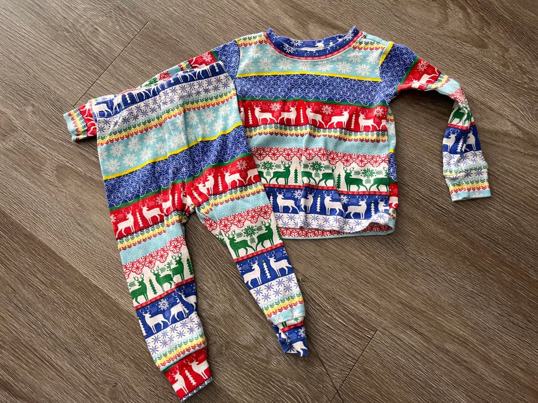 PJ Place 6–9M Striped Reindeer 2-Piece PJ Set