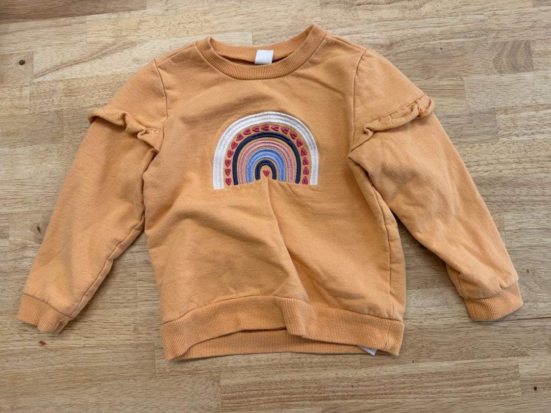 PL Kids Sweatshirt – 4 | Golden Yellow Rainbow Embroidery - Nest and Sprout - Consignment
