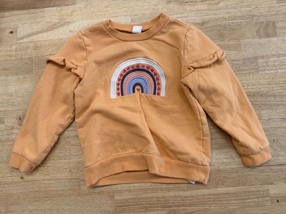 PL Kids Sweatshirt – 4 | Golden Yellow Rainbow Embroidery - Nest and Sprout - Consignment