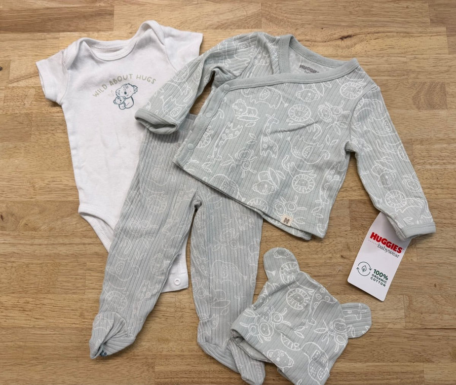 Huggies Organic Cotton 4 - Piece Set – 3M | Mint Green NWT - Nest and Sprout - Consignment