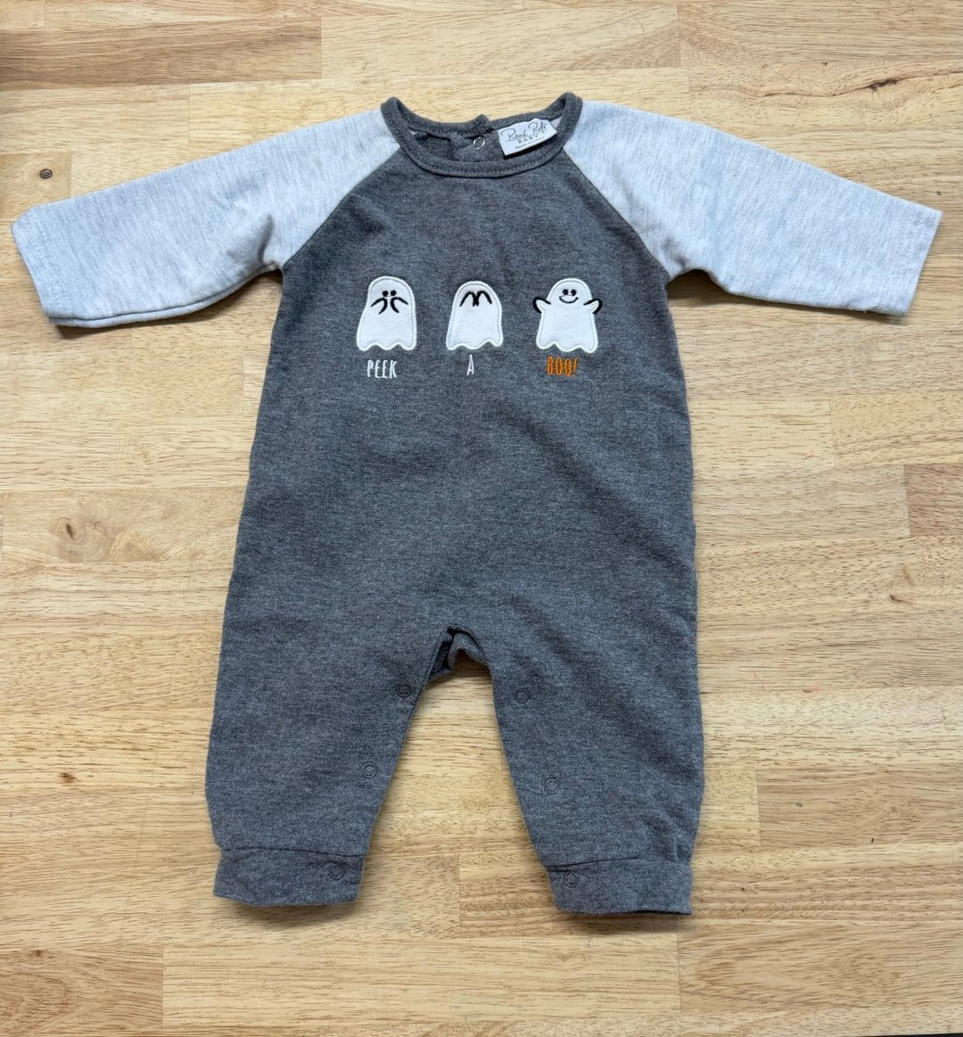 Renée Rofé Halloween Romper – 3–6M | Peek - a - Boo Grey - Nest and Sprout - Consignment
