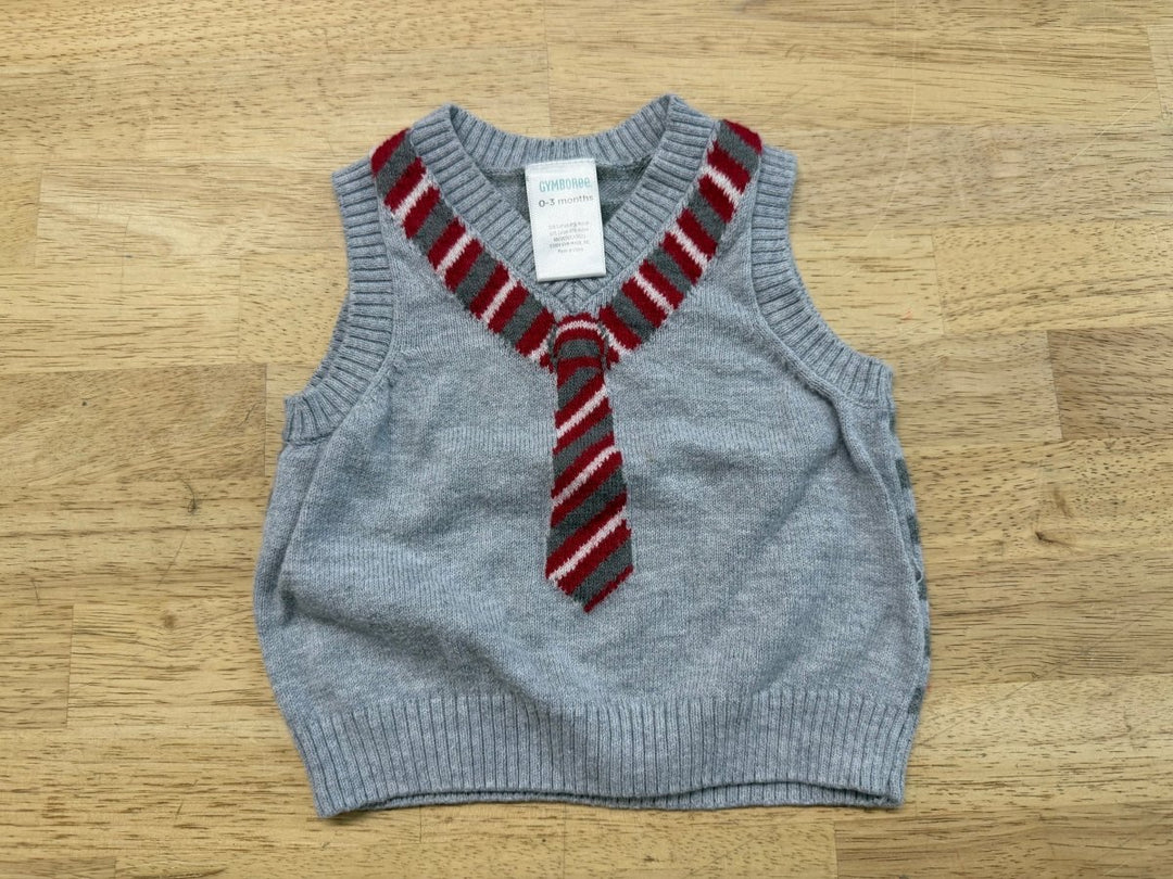 Gymboree Knit Vest – 0–3M | Grey with Tie - Nest and Sprout - Consignment