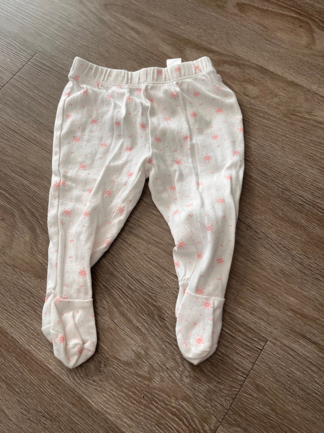 Joe Fresh 6–9M Pink Snowflake Footed Leggings