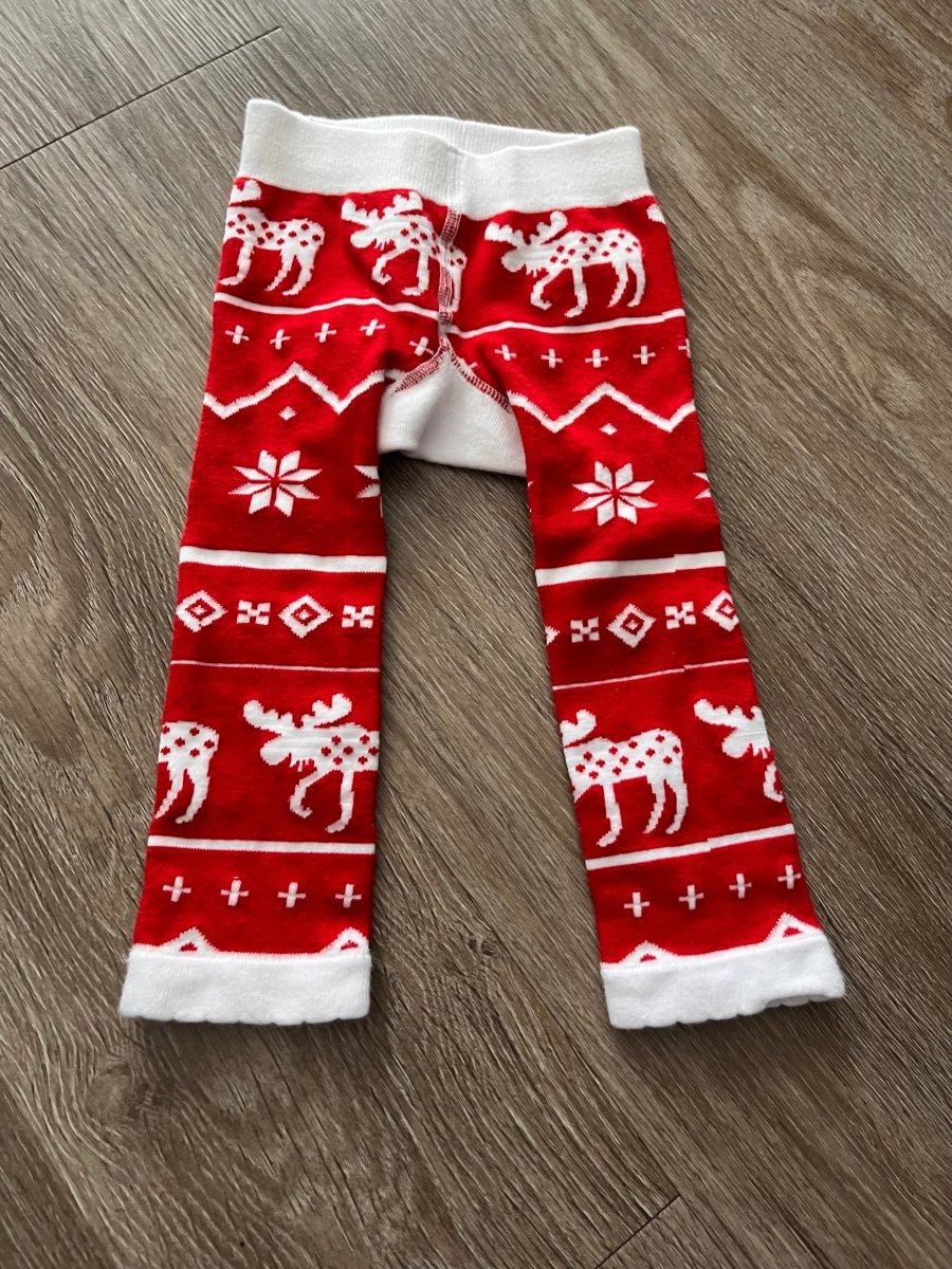 Lazy One 6–12M Footless Christmas Tights – Reindeer Bum - Nest and Sprout-Consignment