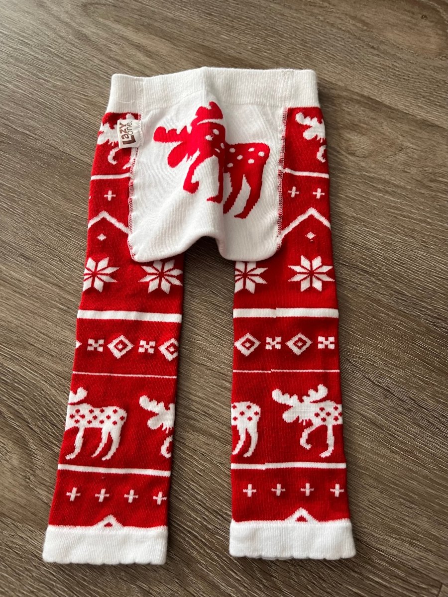 Lazy One 6–12M Footless Christmas Tights – Reindeer Bum - Nest and Sprout-Consignment