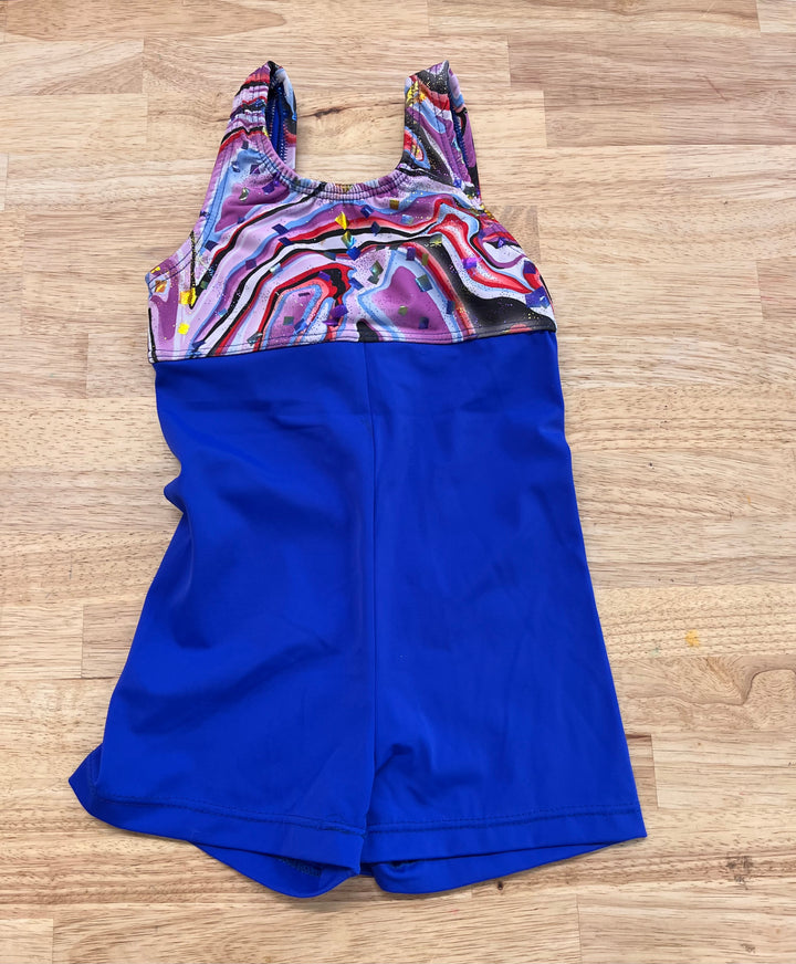 Blue Multi-Colour Bodice Unitard Size 6