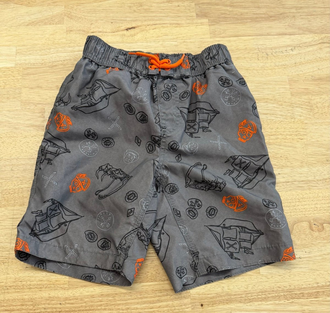 Joe Fresh Swim Shorts – Size 6 | Charcoal Dinosaur Print - Nest and Sprout - Consignment