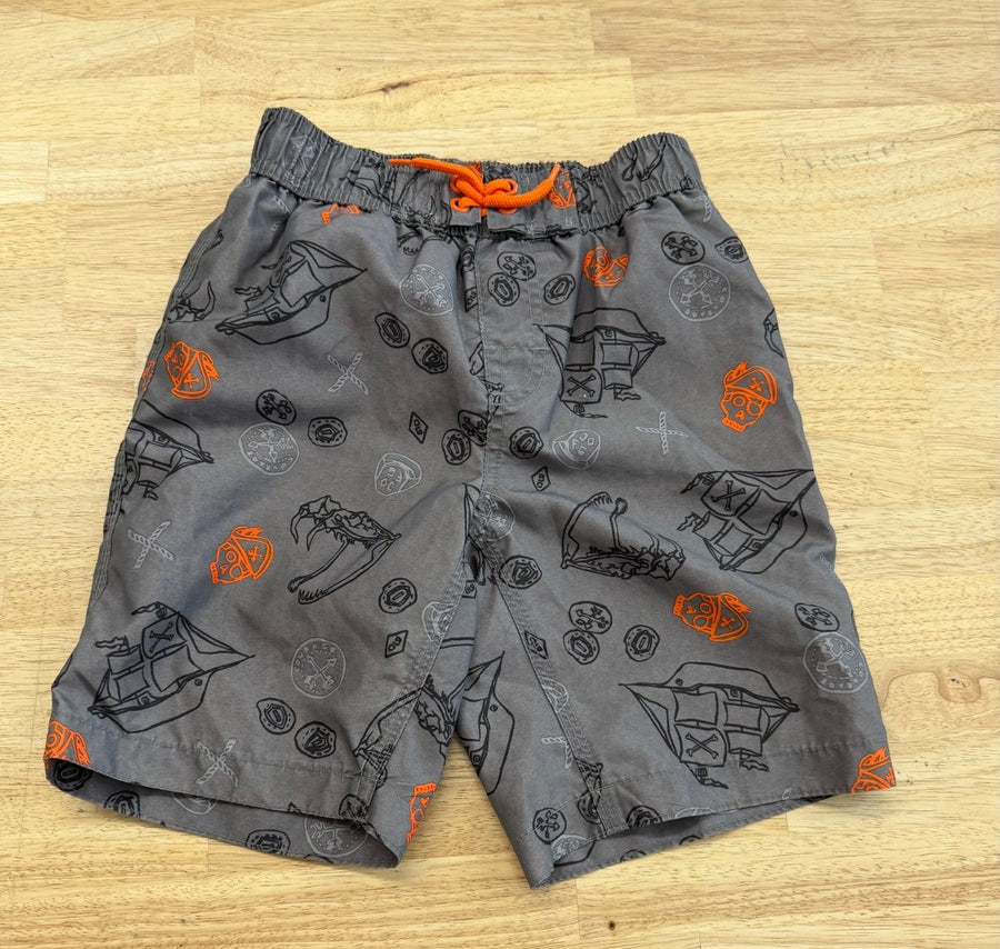 Joe Fresh Swim Shorts – Size 6 | Charcoal Dinosaur Print - Nest and Sprout - Consignment