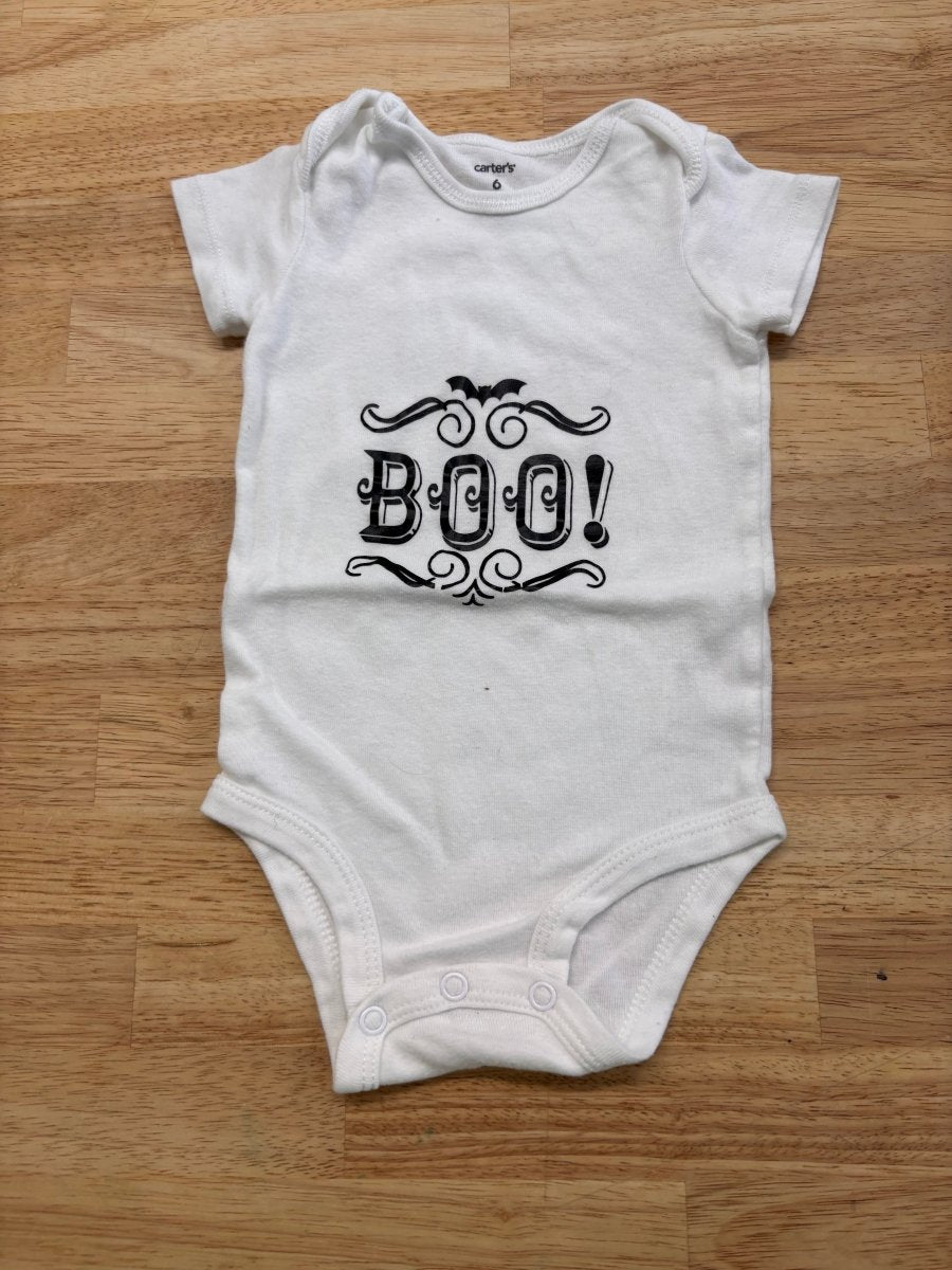 Carters 6 Month White “Boo” Bodysuit - Nest and Sprout-Consignment