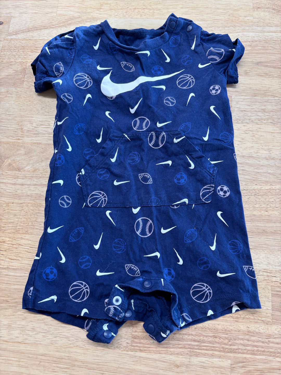 Nike Blue Logo Short Romper 12M