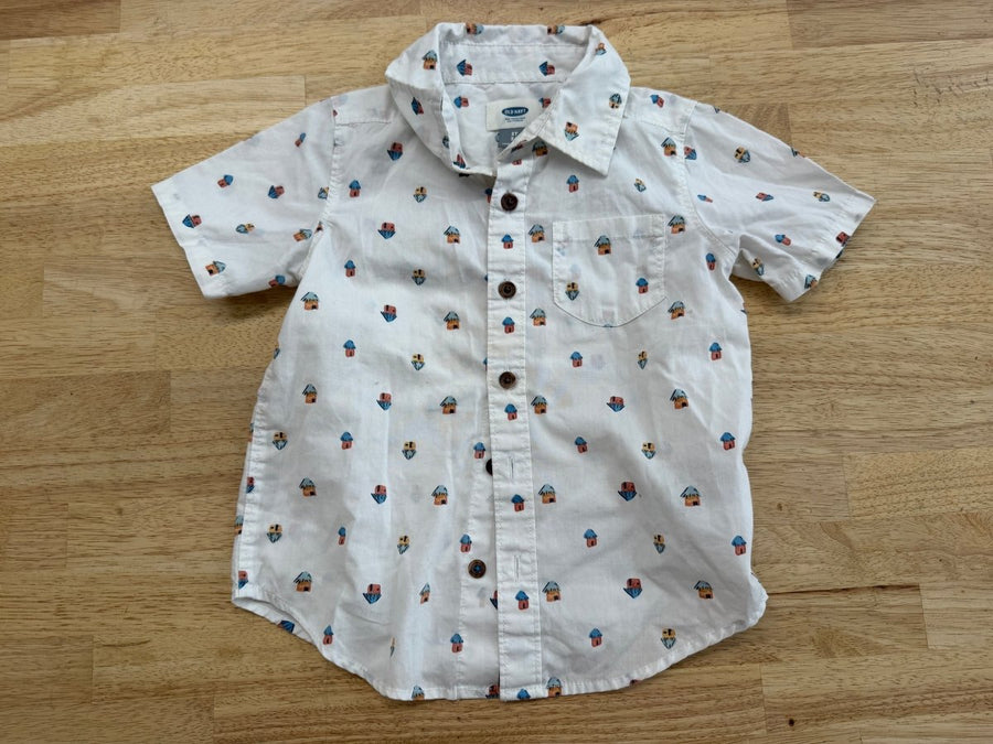 Old Navy Button Down Shirt – 3T | House Print - Nest and Sprout - Consignment