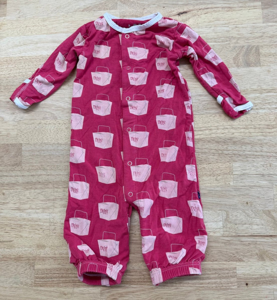 Kickee Pants Sleep Gown – 3–6M | Hot Pink Takeout Print - Nest and Sprout - Consignment