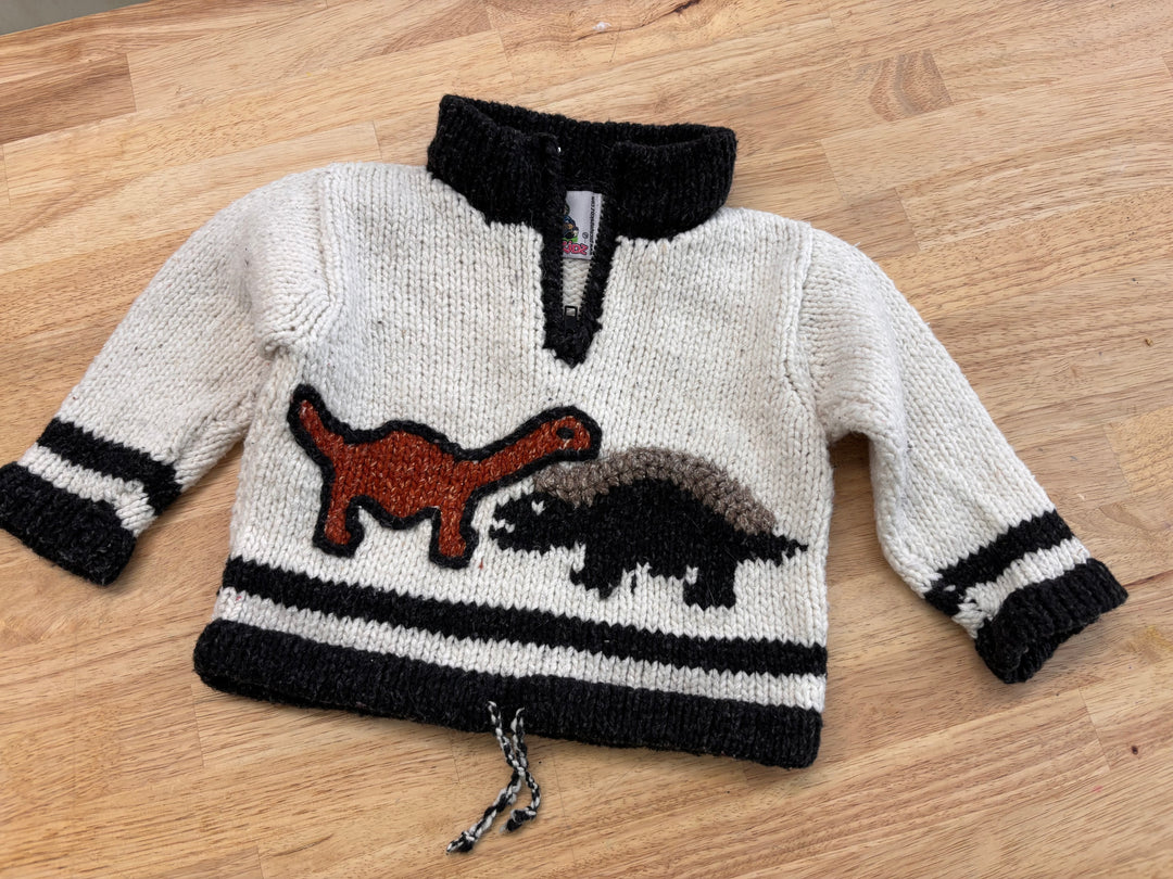 Pacapopskiz Knit Dinosaur Sweater  Size 0 (Est. 12-18 Months)