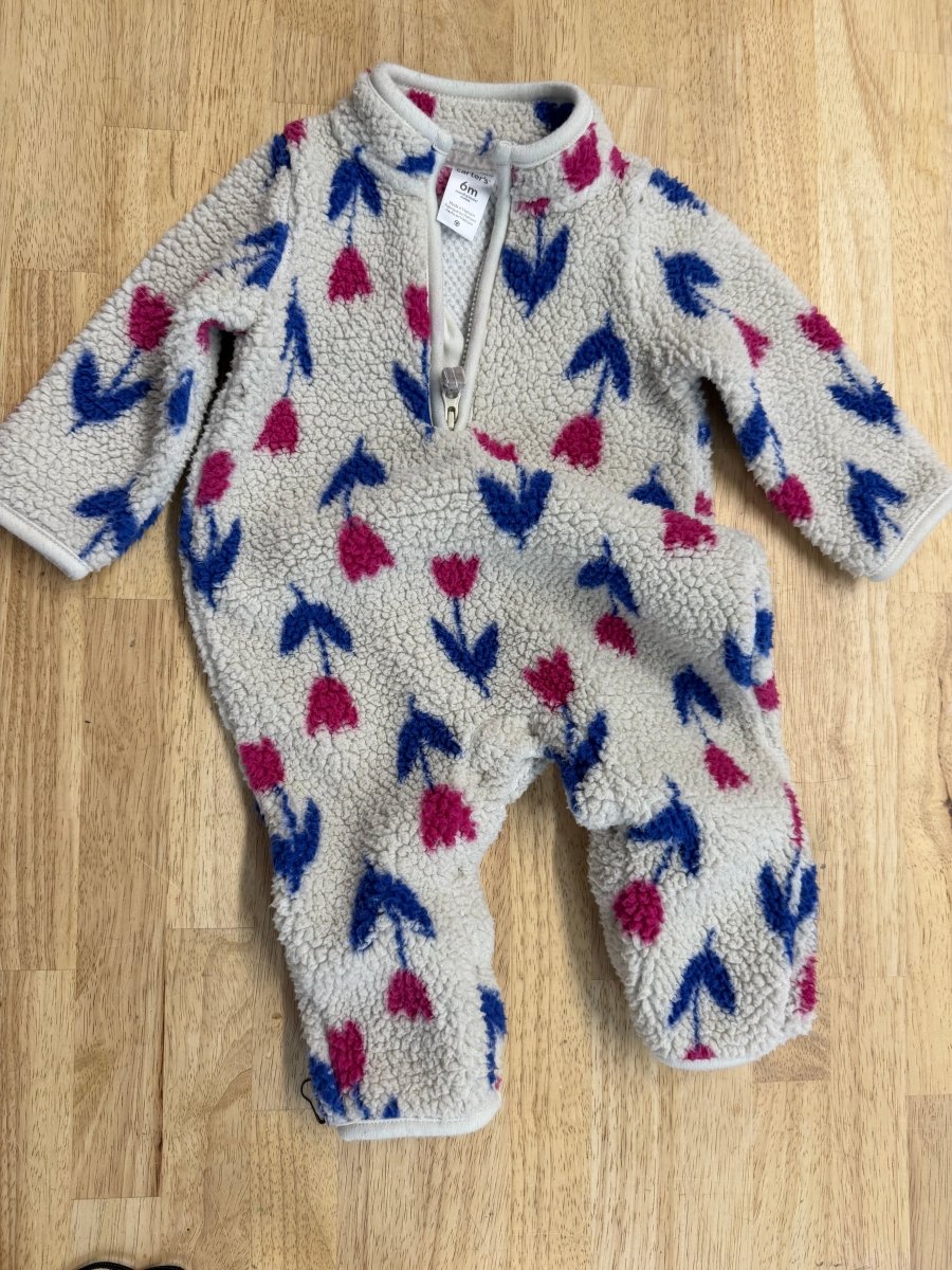 Carter's Fleece Suit – 6M | Quarter Zip Tulip - Nest and Sprout - Consignment