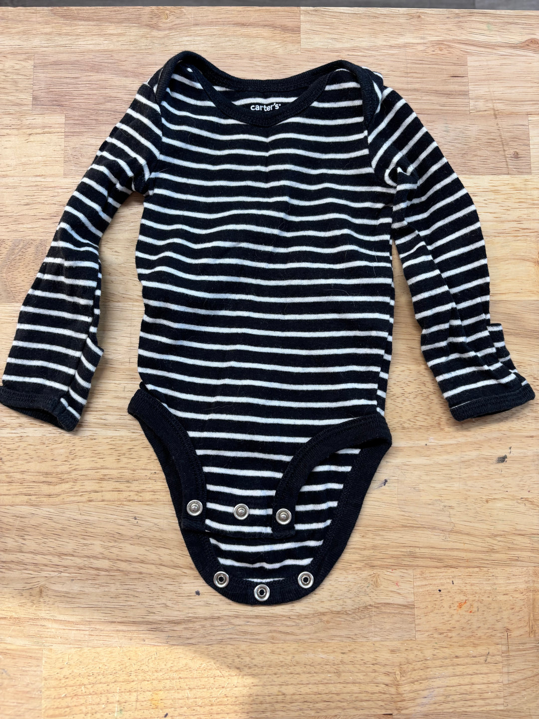 Carters Newborn Black & White Striped Long Sleeve Bodysuit