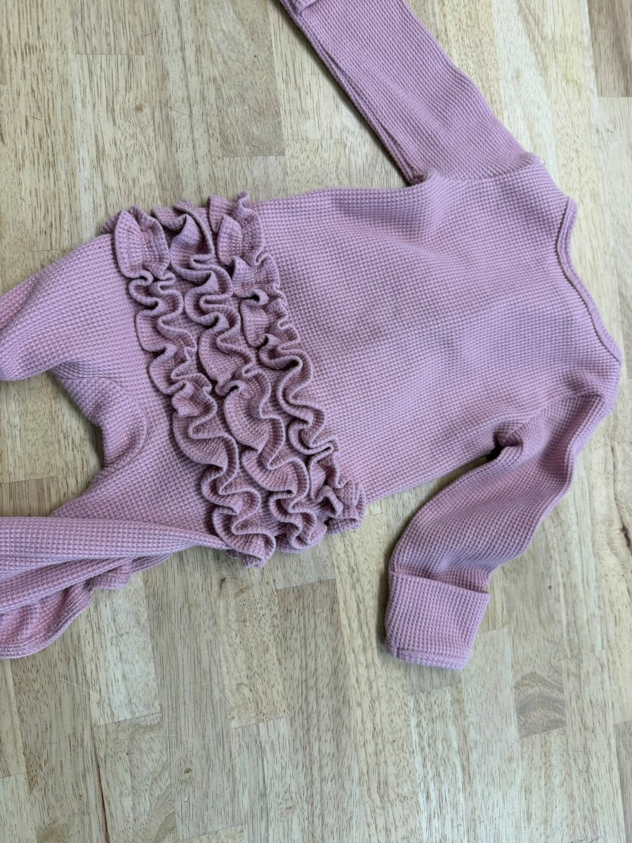 Tal + Love Sleeper – 6–12M | Pink Waffle Knit Ruffle Bum - Nest and Sprout - Consignment