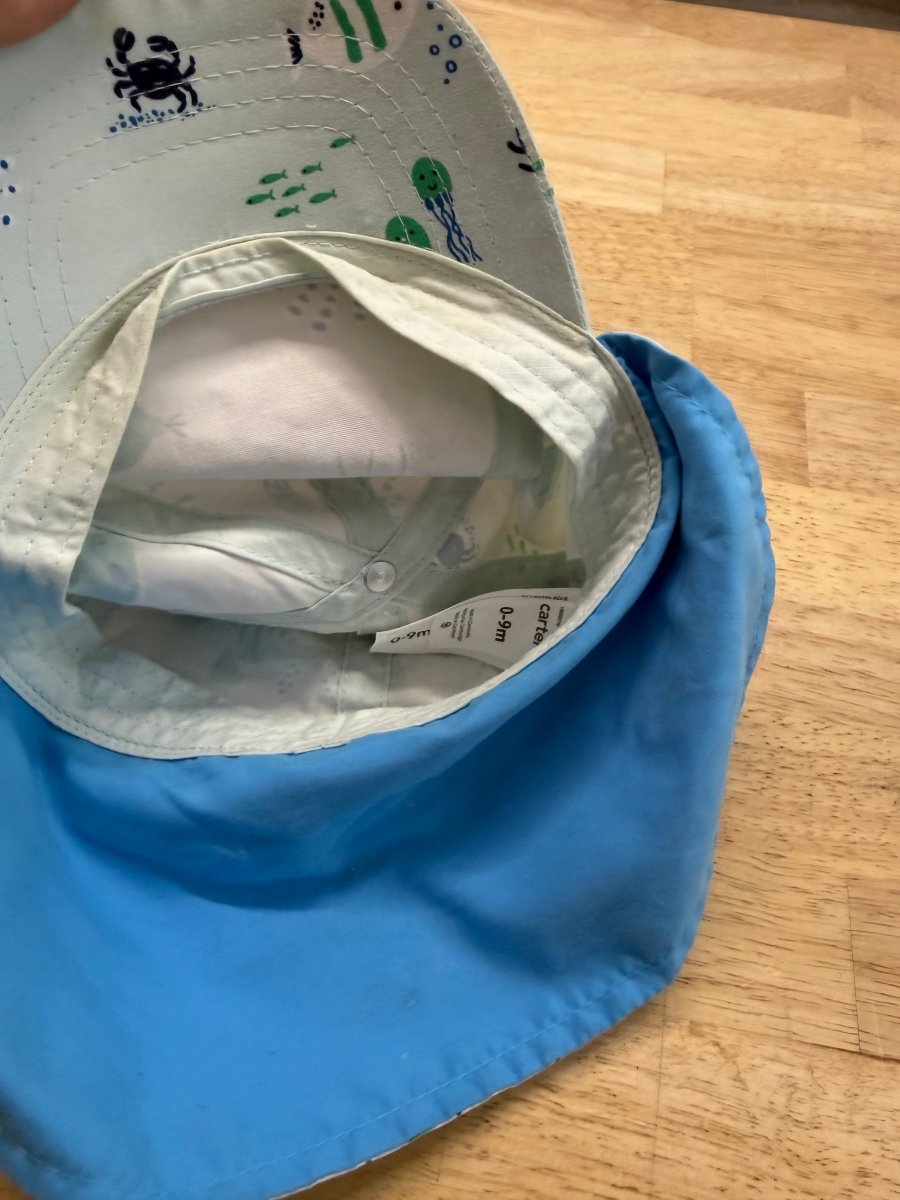 Carter's Sun Hat – 0–9M | Light Blue Fish Ball Cap - Nest and Sprout - Consignment