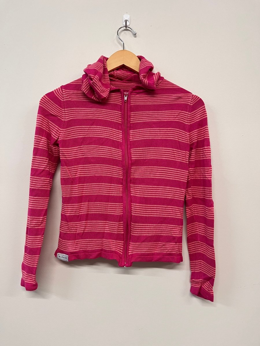 Kickee Pants Pink & Coral Stripe Zip Cardigan 10–12Y - Nest and Sprout - Consignment