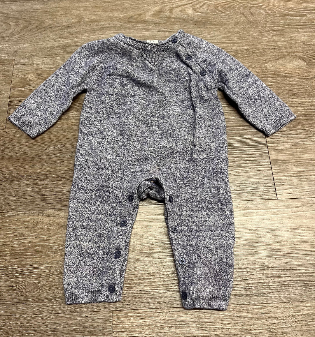 Gap 6–12M Heathered Blue Knit Romper