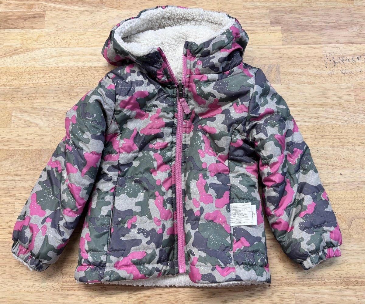 Just Kidding Size 4 Puffy Jacket Pink Camo - Nest and Sprout - Consignment