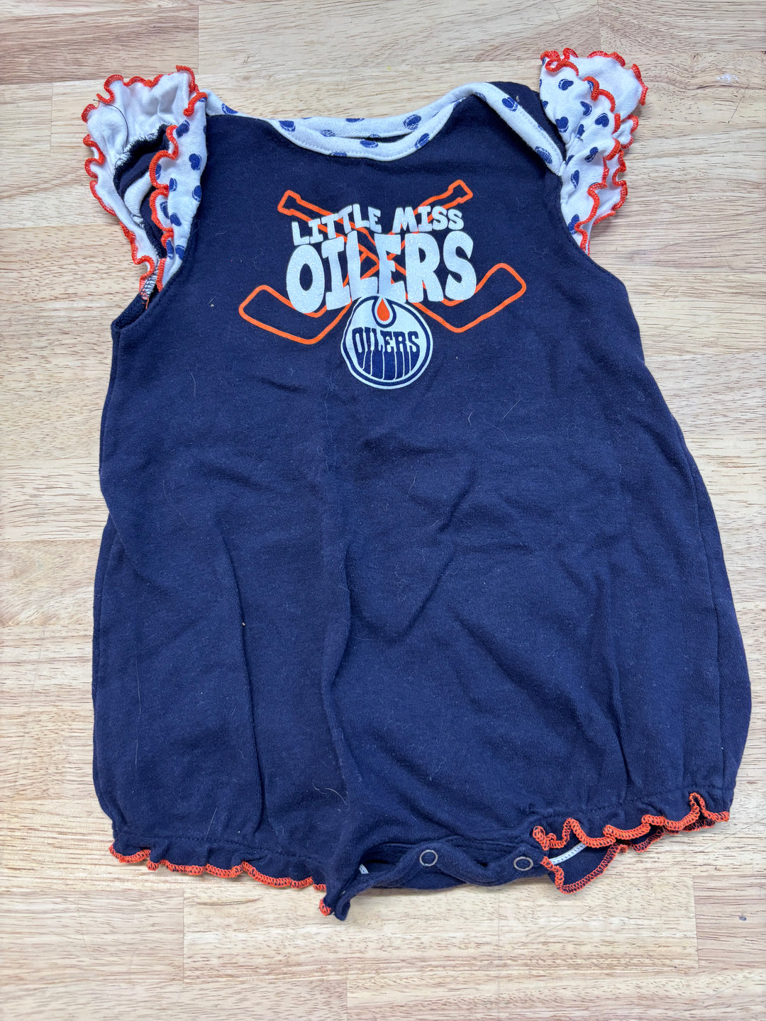 NHL Oilers 24M Little Miss Oilers Romper