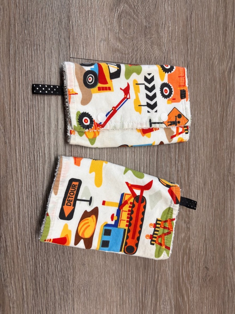 Drool Pads (2 - Pack) for Baby Carrier – Bulldozer Print - Nest and Sprout - Consignment