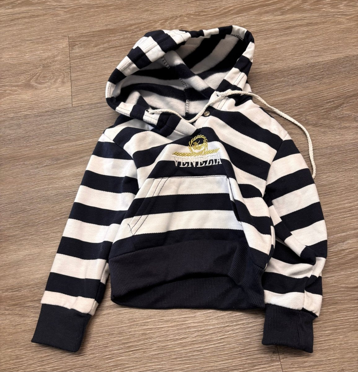 Venezia Size 1 Hoodie – Blue and White Stripe - Nest and Sprout - Consignment