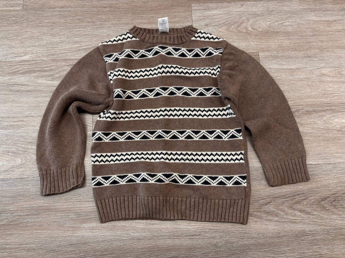 Gymboree 5 - 6Y Brown Knit & Plaid sweater imperfect - Nest and Sprout - Consignment