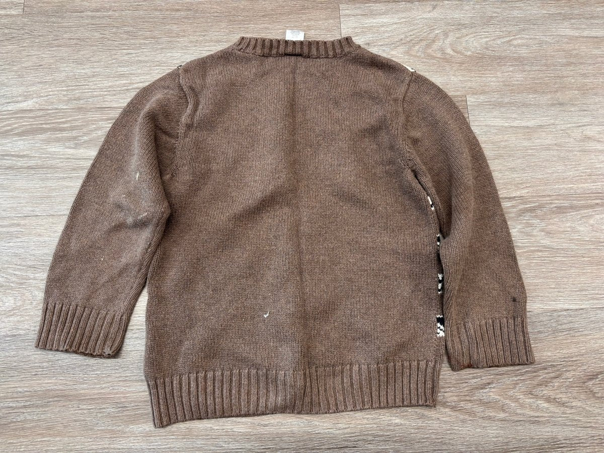 Gymboree 5 - 6Y Brown Knit & Plaid sweater imperfect - Nest and Sprout - Consignment